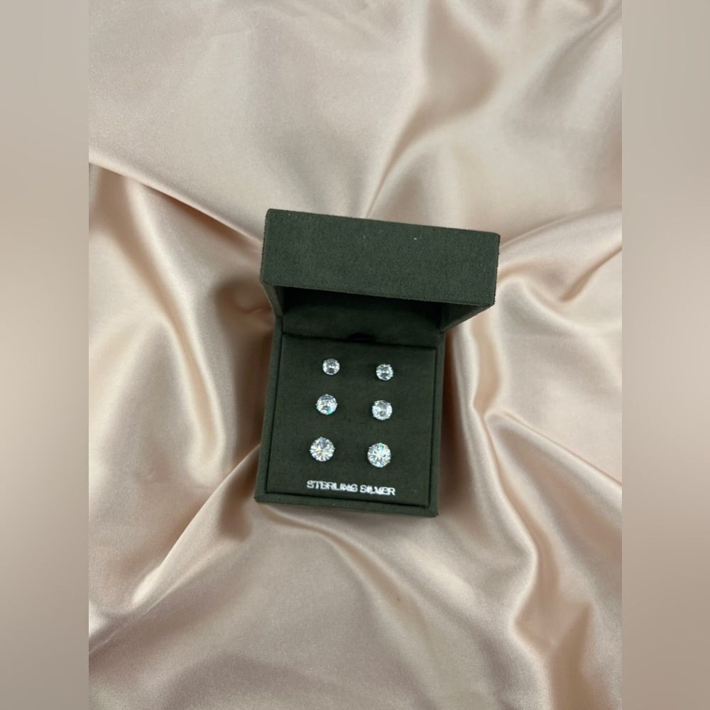 Bain x Miller Sterling Silver Stud Earrings Set (3 Pairs)